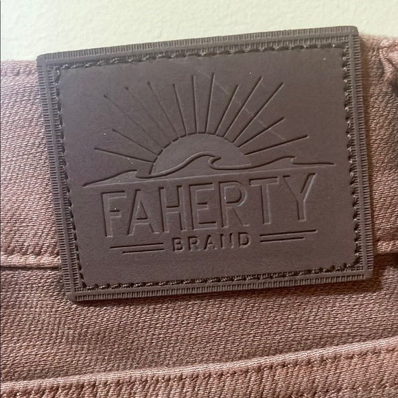 Men’s New Faherty Stretch Terry Jeans Mesa Red 5 Pocket Slim Pants - Picture 8 of 10